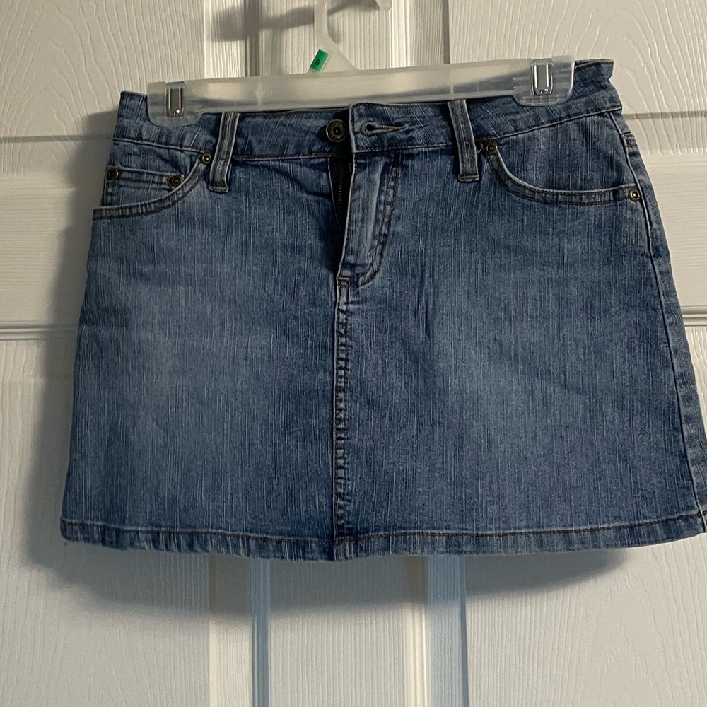 One Tuff Babe Stretch Denim Mini Skirt